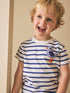 White/Blue Stripe Seagull Short Sleeve 3D Padded T-Shirt (3mths-7yrs) - Size 3-6 Months (62-68cm) - White/Blue Stripe Seagull