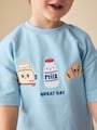 Light Blue Breakfast Trio Short Sleeve Appliqué T-Shirt (3mths-7yrs) - Size 3-6 Months (62-68cm)