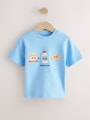 Light Blue Breakfast Trio Short Sleeve Appliqué T-Shirt (3mths-7yrs) - Size 3-6 Months (62-68cm)