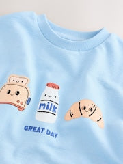 Light Blue Breakfast Trio Short Sleeve Appliqué T-Shirt (3mths-7yrs) - Size 3-6 Months (62-68cm)