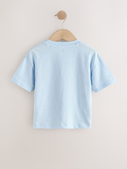 Blue Seaside Short Sleeve Appliqué T-Shirt (3mths-7yrs) - Size 3-6 Months (62-68cm)