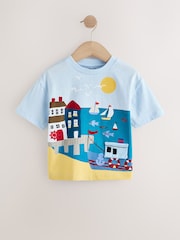 Blue Seaside Short Sleeve Appliqué T-Shirt (3mths-7yrs) - Size 3-6 Months (62-68cm)