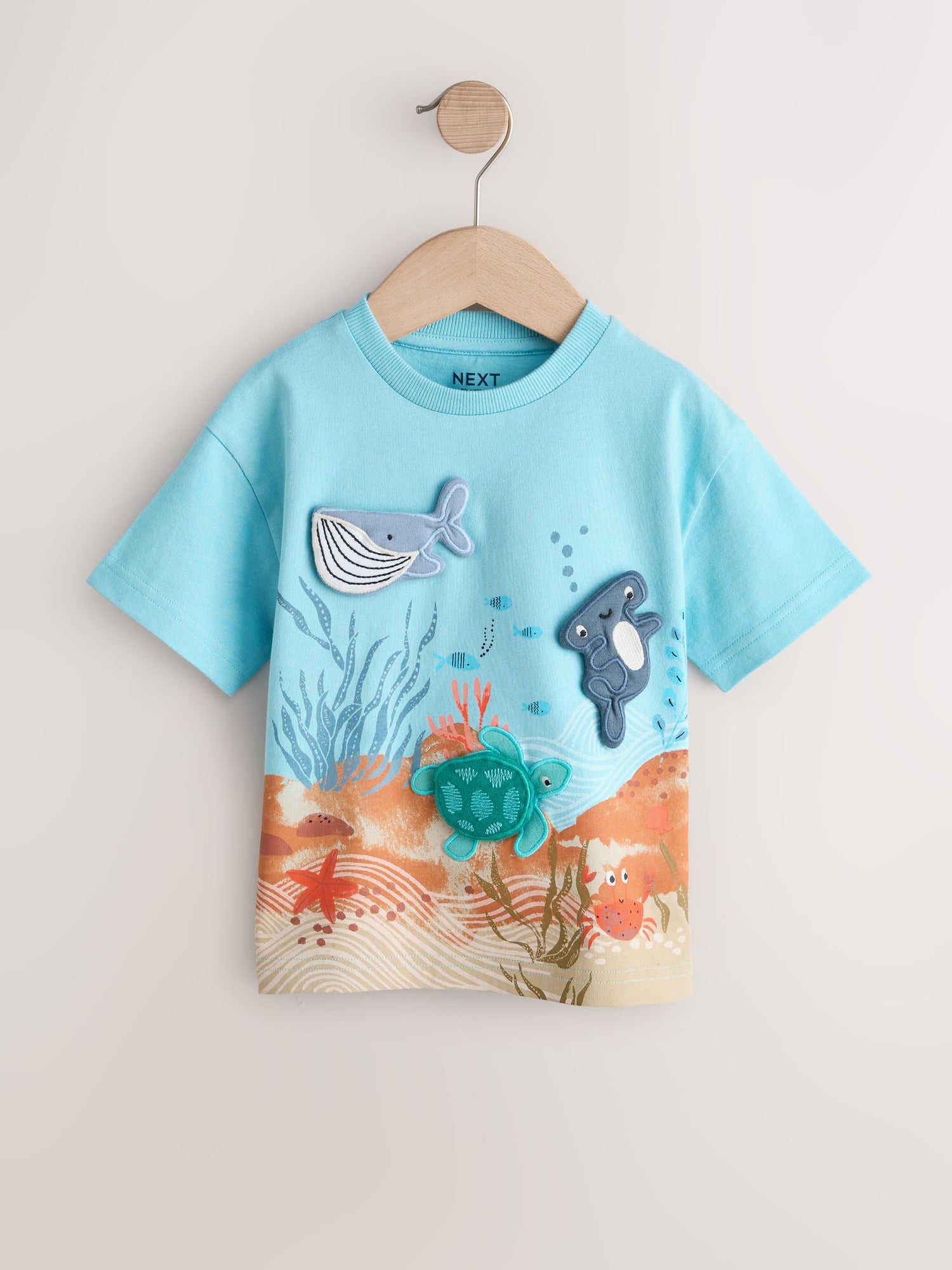 Blue Sea Animal Short Sleeve 3D Padded T-Shirt (3mths-7yrs) - Size 3-6 Months (62-68cm)