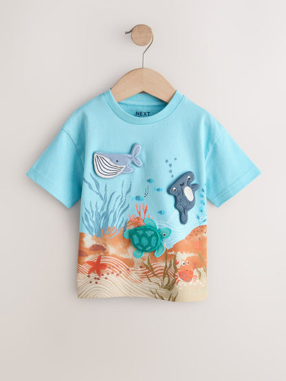 Blue Sea Animal Short Sleeve 3D Padded T-Shirt (3mths-7yrs) - Size 3-6 Months (62-68cm)