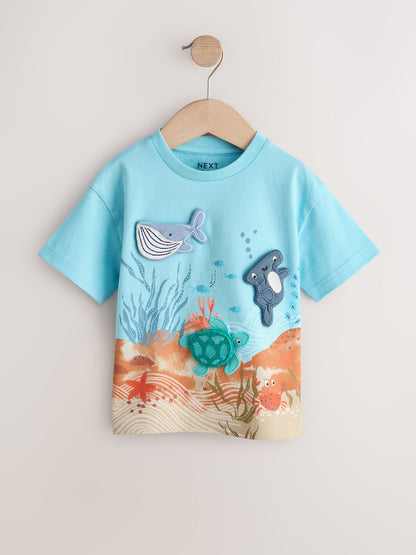 Blue Sea Animal Short Sleeve 3D Padded T-Shirt (3mths-7yrs) - Size 3-6 Months (62-68cm)
