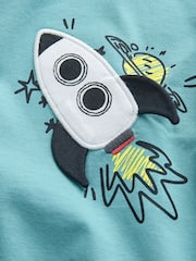Blue Rocketship Short Sleeve Interactive T-Shirt (3mths-7yrs) - Size 3-6 Months (62-68cm)