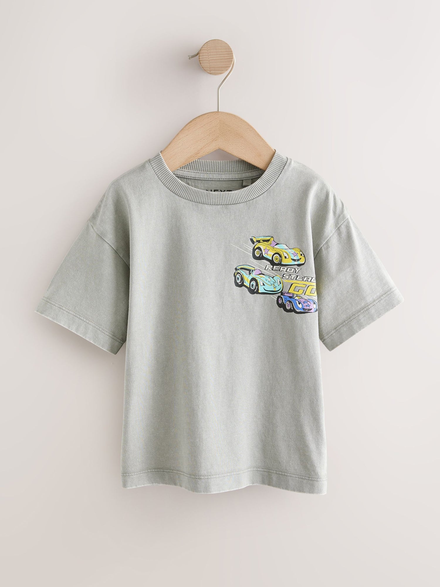 Grey Race Car Short Sleeve Back Print T-Shirt (3mths-7yrs) - Size 3-6 Months (62-68cm)