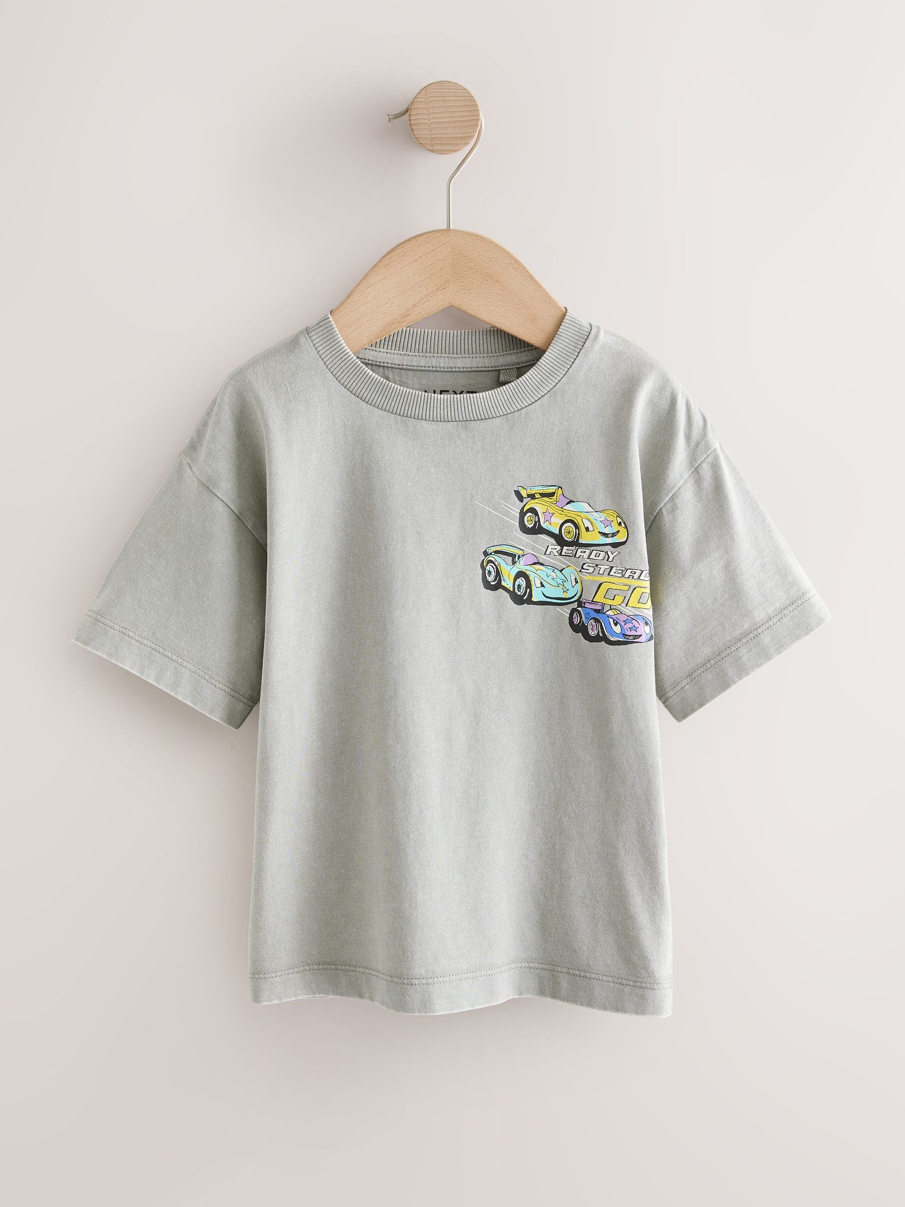 Grey Race Car Short Sleeve Back Print T-Shirt (3mths-7yrs) - Size 3-6 Months (62-68cm)
