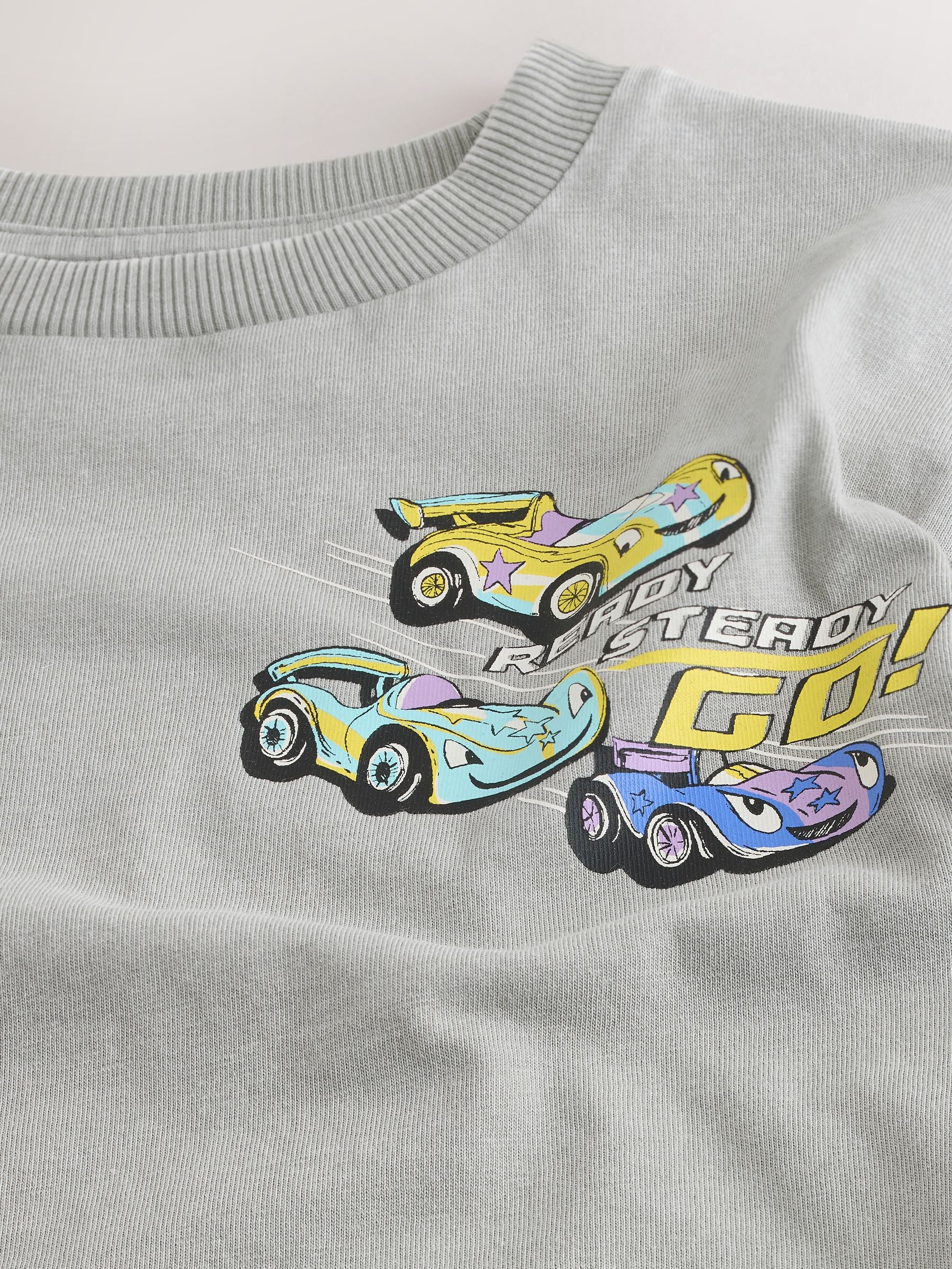 Grey Race Car Short Sleeve Back Print T-Shirt (3mths-7yrs) - Size 3-6 Months (62-68cm)