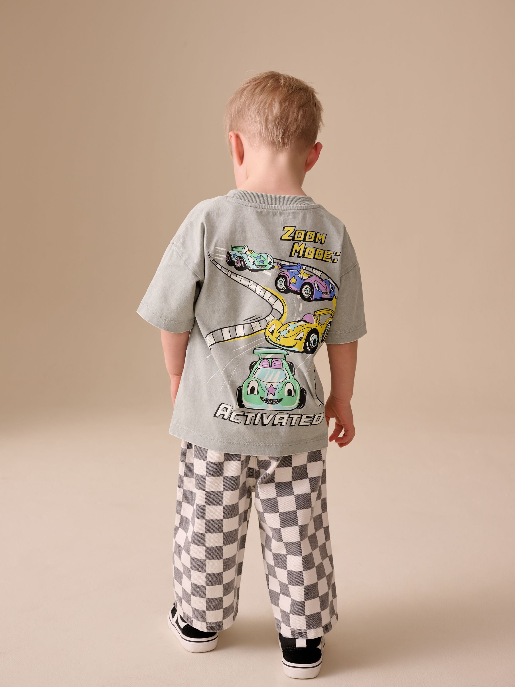 Grey Race Car Short Sleeve Back Print T-Shirt (3mths-7yrs) - Size 3-6 Months (62-68cm) - Default 1