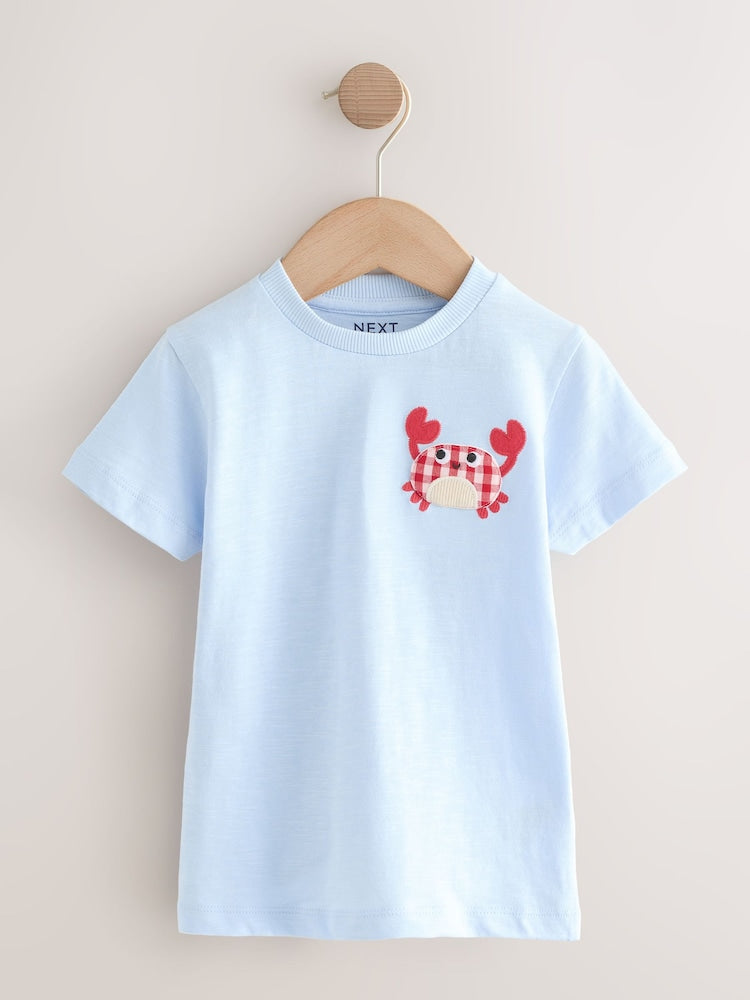 Navy Sea Animal Short Sleeve Appliqué T-Shirts 3 Pack (3mths-7yrs)