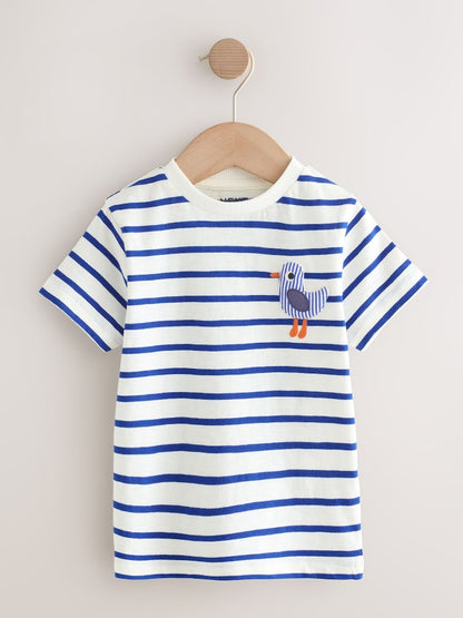Navy Sea Animal Short Sleeve Appliqué T-Shirts 3 Pack (3mths-7yrs)