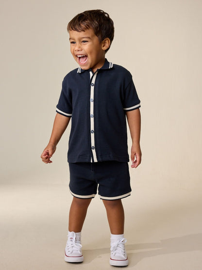 Navy Short Sleeve Shirt and Shorts Set (3mths-7yrs)