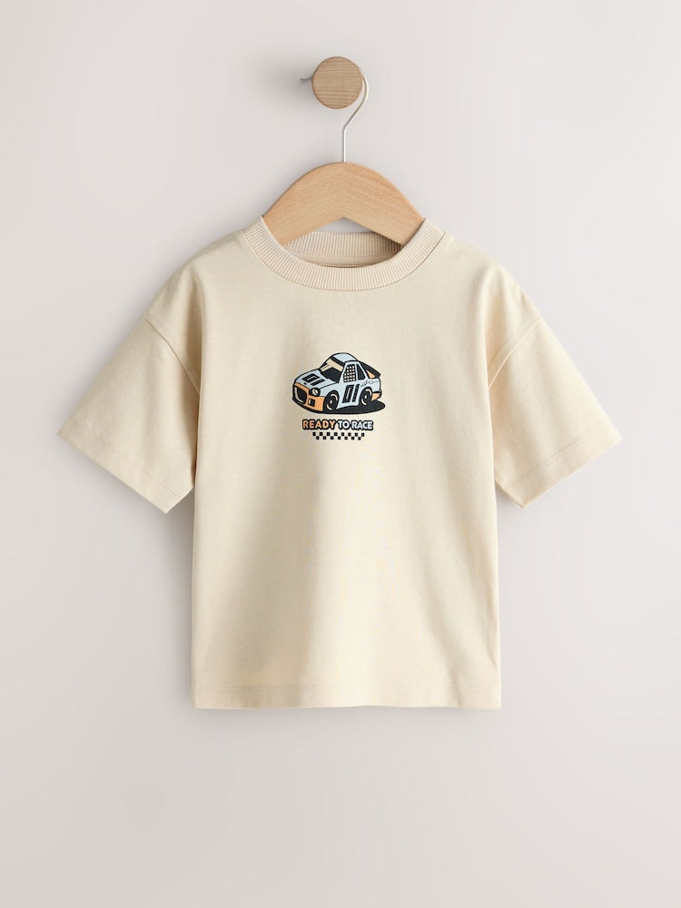 Black/Grey Race Car Short Sleeve Graphic T-Shirts 3 Pack (3mths-7yrs)