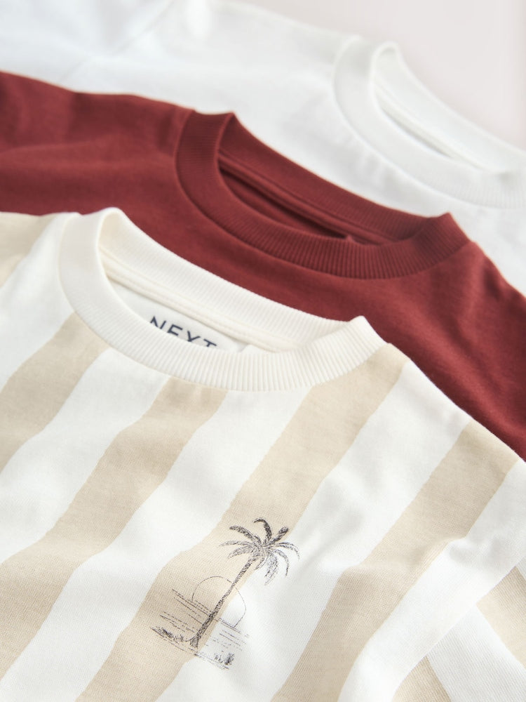 White Slogan Short Sleeve Graphic T-Shirts 3 Pack (3mths-7yrs)