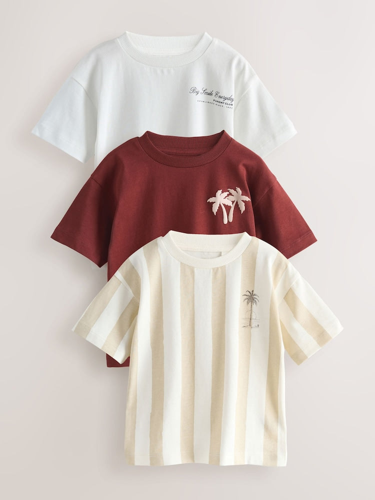 White Slogan Short Sleeve Graphic T-Shirts 3 Pack (3mths-7yrs) - Size 3-6 Months (62-68cm) - White Slogan