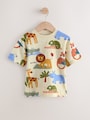 Green Safari Animals Short Sleeve Appliqué T-Shirts 3 Pack (3mths-7yrs) - Size 3-6 Months (62-68cm)