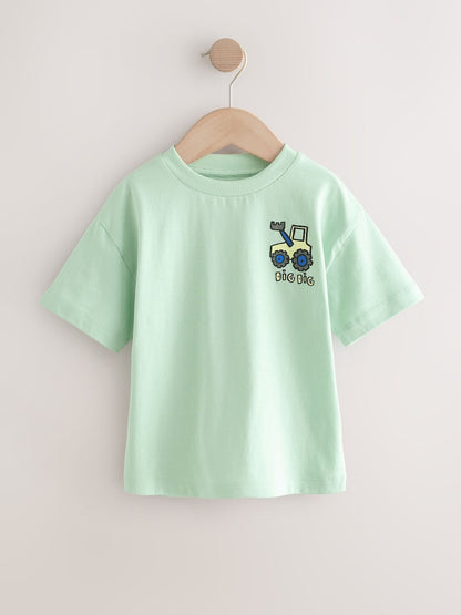 Blue/Green/Red/Orange/Yellow Cars Small Short Sleeve Graphic T-Shirts 5 Pack (3mths-7yrs)