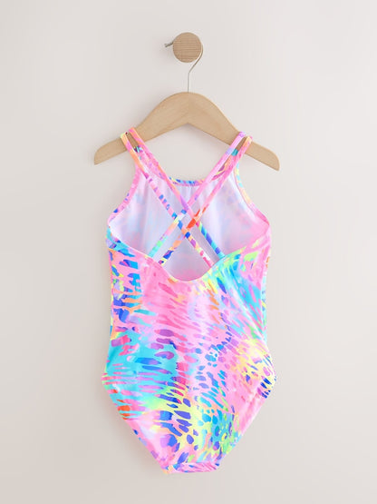 Bright Animal Print Double Strap Swimsuit (3-16yrs)