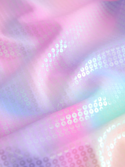 Pink Rainbow Foil Sequin Long Sleeve Sunsafe Swimsuit (3mths-16yrs) - Size 3-6 Months (62-68cm)