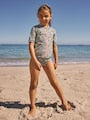 Black Ditsy Floral Sunsafe Rash Vest Bikini And Scrunchie Swim Set (3-16yrs) - Size 3 Years (98cm)