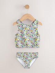 Black Ditsy Floral Sunsafe Rash Vest Bikini And Scrunchie Swim Set (3-16yrs) - Size 3 Years (98cm)