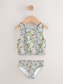 Black Ditsy Floral Sunsafe Rash Vest Bikini And Scrunchie Swim Set (3-16yrs) - Size 3 Years (98cm)