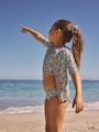 Black Ditsy Floral Sunsafe Rash Vest Bikini And Scrunchie Swim Set (3-16yrs) - Size 3 Years (98cm)