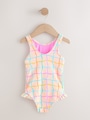 Rainbow Check Frill Leg Swimsuit (3mths-7yrs) - Size 3-6 Months (62-68cm)