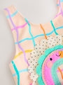 Rainbow Check Frill Leg Swimsuit (3mths-7yrs) - Size 3-6 Months (62-68cm)