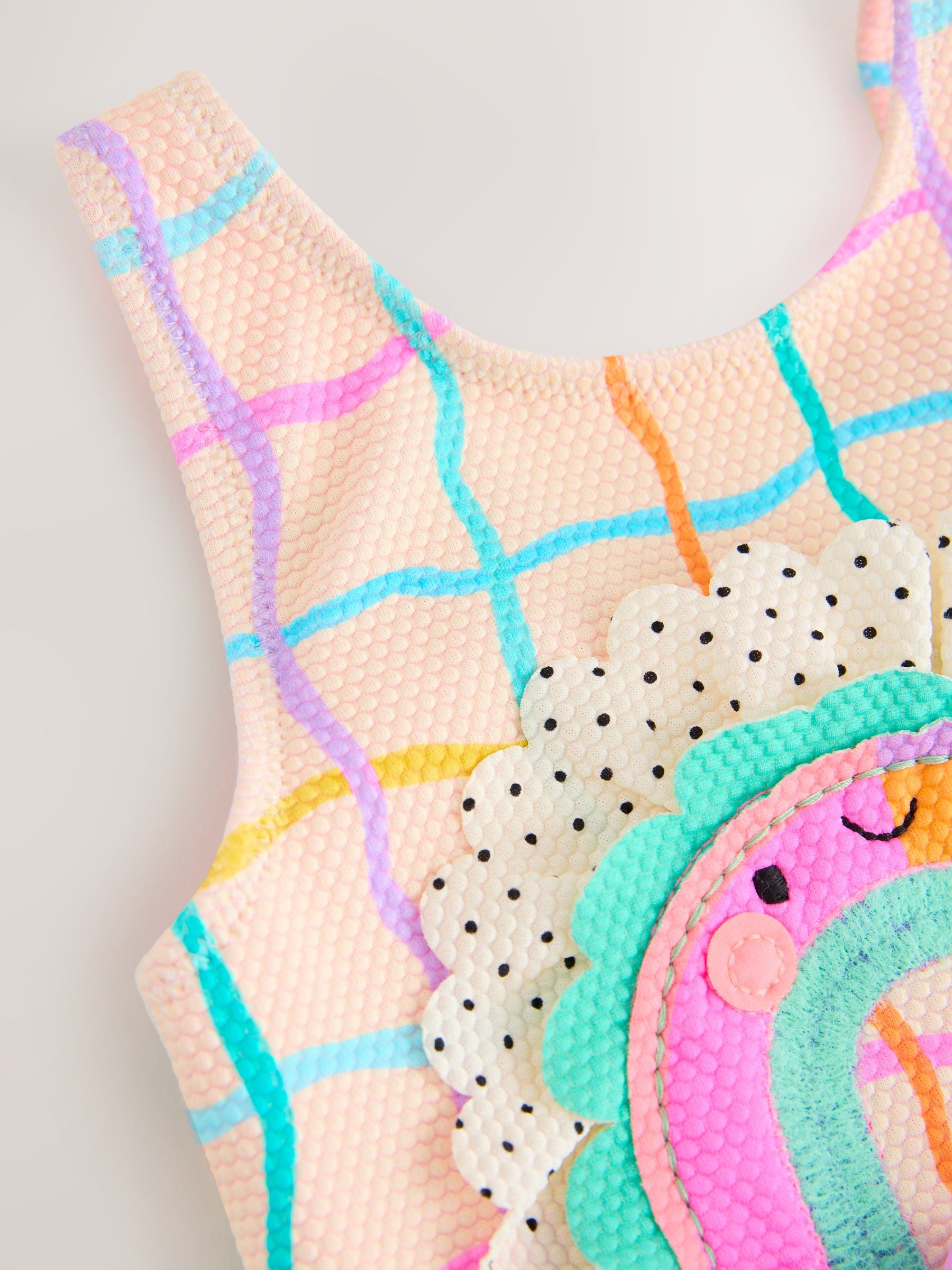 Rainbow Check Frill Leg Swimsuit (3mths-7yrs) - Size 3-6 Months (62-68cm)