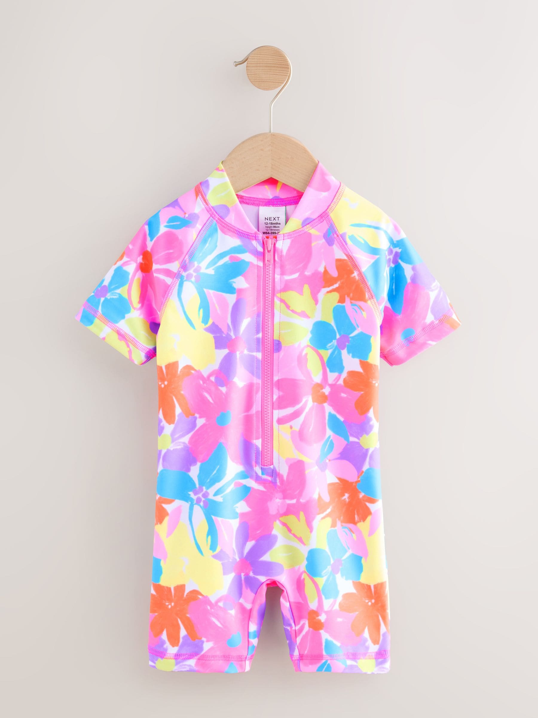 Multi Rainbow Floral Sunsafe Swimsuit (3mths-10yrs) - Size 3-6 Months (62-68cm)