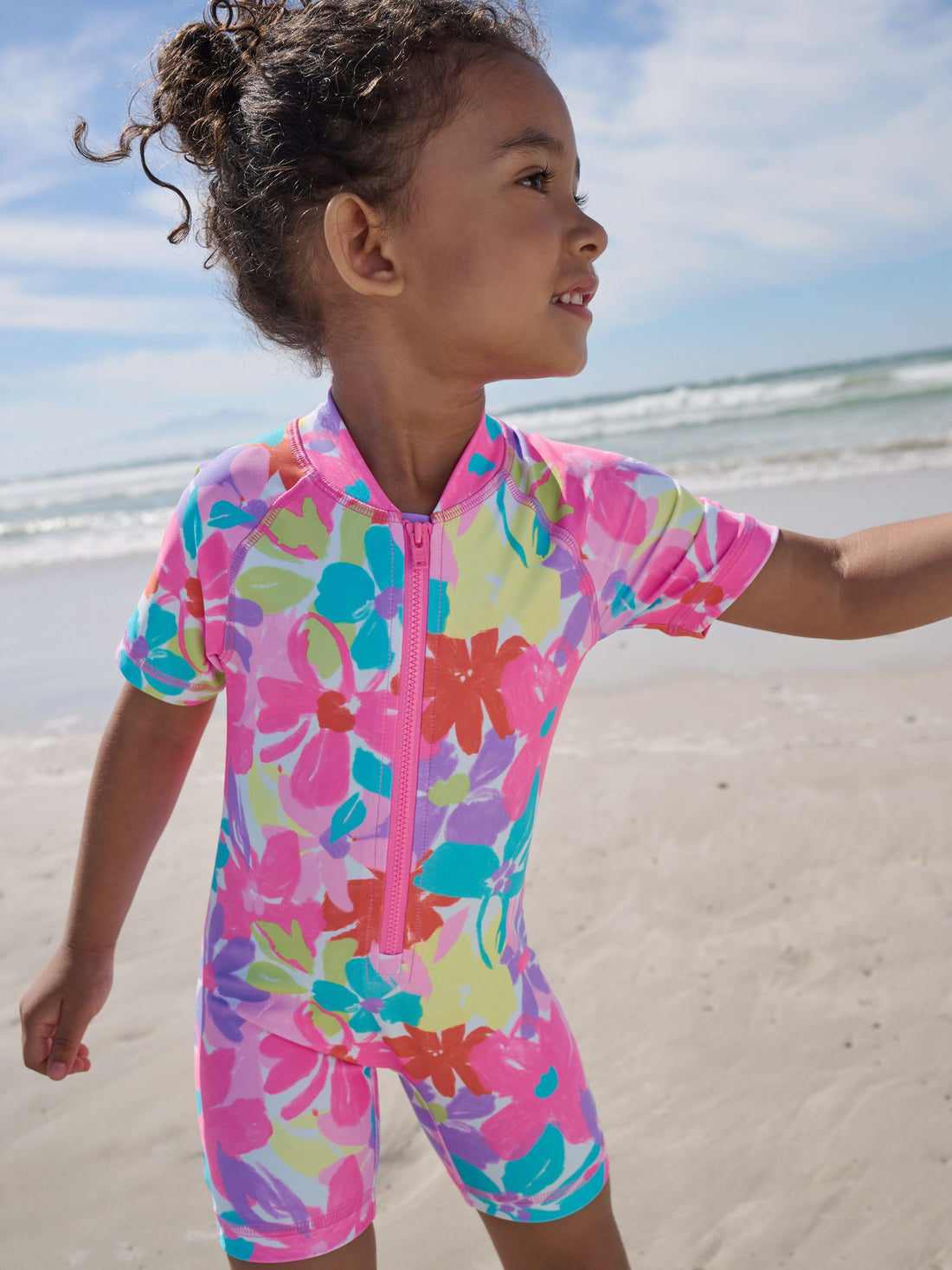 Multi Rainbow Floral Sunsafe Swimsuit (3mths-10yrs) - Size 3-6 Months (62-68cm) - Default 1