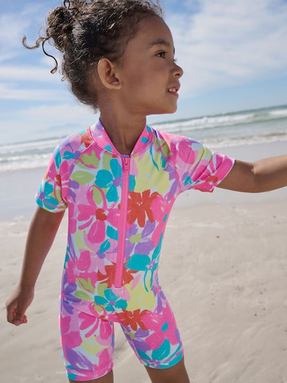Multi Rainbow Floral Sunsafe Swimsuit (3mths-10yrs) - Size 3-6 Months (62-68cm)