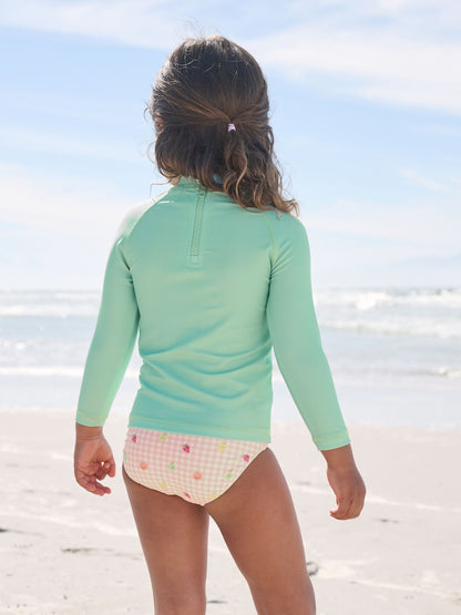 Mint Green Gingham Fruit Long Sleeve Sunsafe Swim Set (3mths-7yrs)