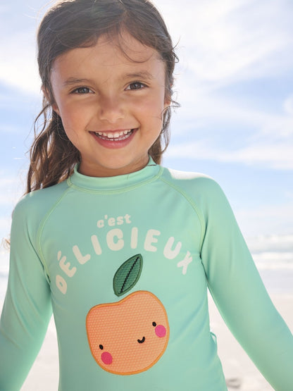 Mint Green Gingham Fruit Long Sleeve Sunsafe Swim Set (3mths-7yrs)