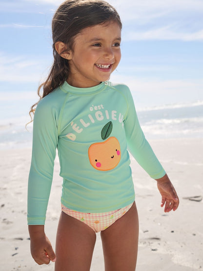Mint Green Gingham Fruit Long Sleeve Sunsafe Swim Set (3mths-7yrs)