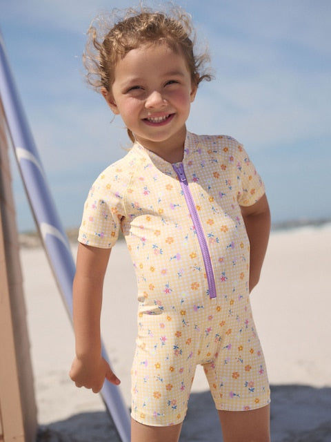 Yellow Gingham Ditsy Sunsafe Swimsuit (3mths-10yrs) - Size 3-6 Months (62-68cm)