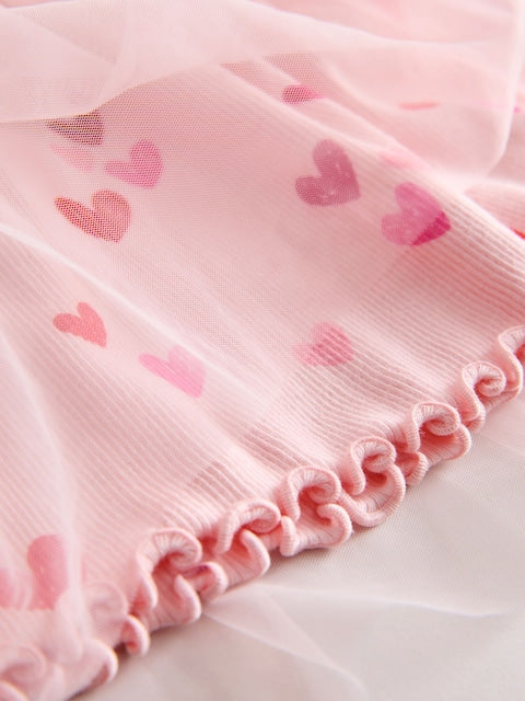 Pink Hearts Mesh Skirt Dress (3mths-7yrs)