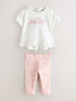 Baker by Ted Baker 2 Piece Broderie Back Peplum Pink T-Shirt & Leggings Set - Up To 3 Months (50 - 62cm)