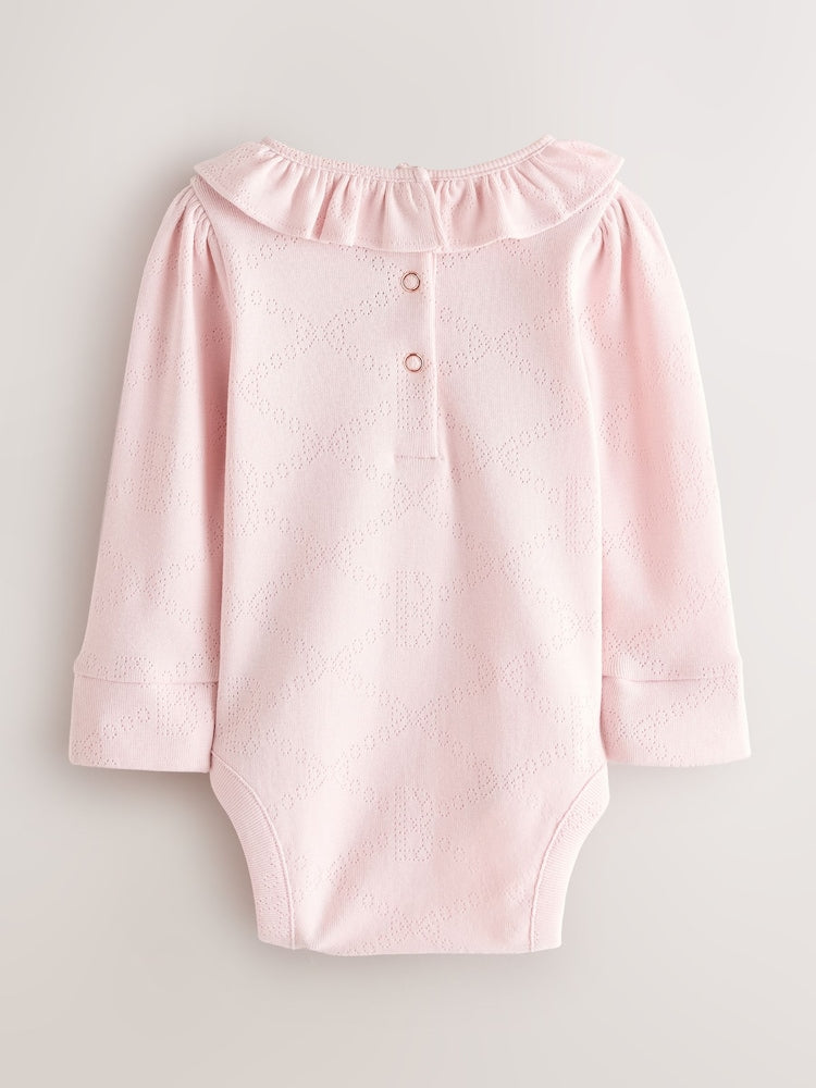 Baker by Ted Baker 2 Pack Pointelle Layette White/Pink Bodysuits