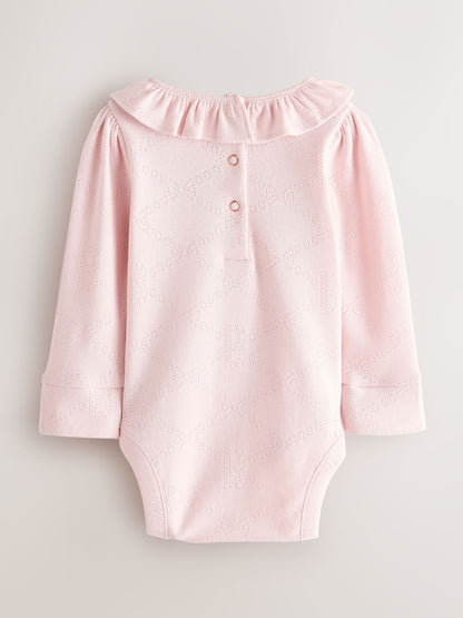 Baker by Ted Baker 2 Pack Pointelle Layette White/Pink Bodysuits