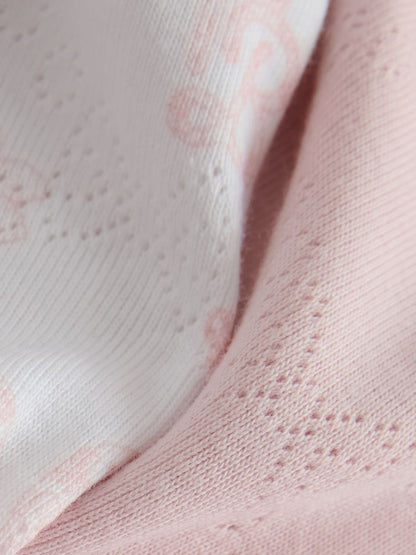 Baker by Ted Baker 2 Pack Pointelle Layette White/Pink Bodysuits