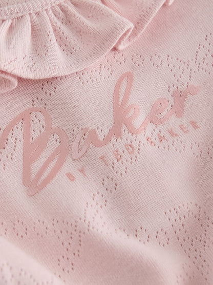 Baker by Ted Baker 2 Pack Pointelle Layette White/Pink Bodysuits