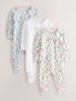Baker by Ted Baker White/Blue Cotton Printed Sleepsuits 3 Pack