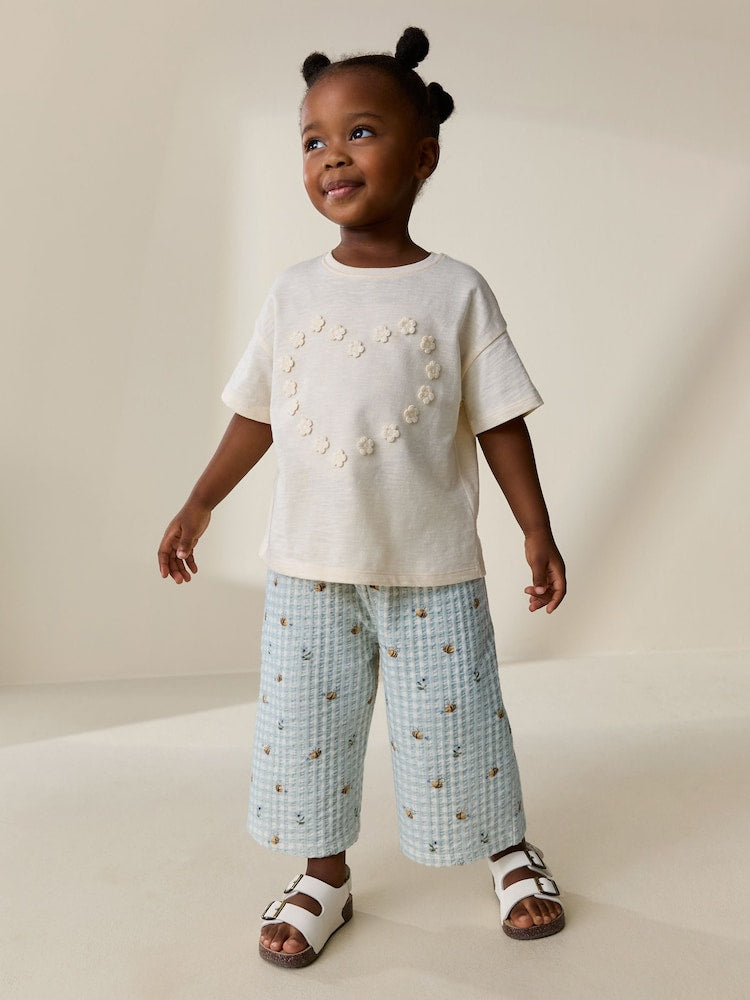 Green Gingham Bee Wide Leg Trousers (3mths-7yrs)