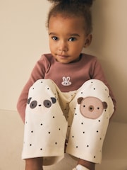 White Mono Spot Bears Embellished Barrel Trousers (3mths-7yrs) - Size 3-6 Months (62-68cm)