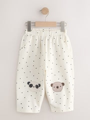 White Mono Spot Bears Embellished Barrel Trousers (3mths-7yrs) - Size 3-6 Months (62-68cm)