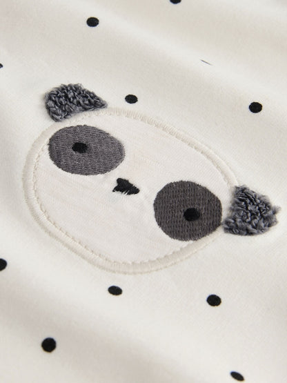 White Mono Spot Bears Embellished Barrel Trousers (3mths-7yrs) - Size 3-6 Months (62-68cm)