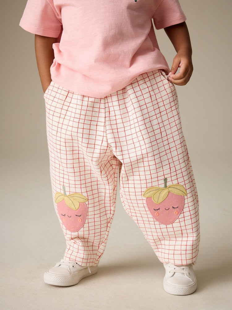 Pink Strawberry Embellished Barrel Trousers (3mths-7yrs)